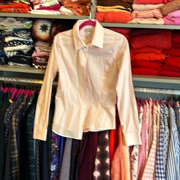 H&M pale pink and white plaid button down shirt size 8 - Picture 1 of 4